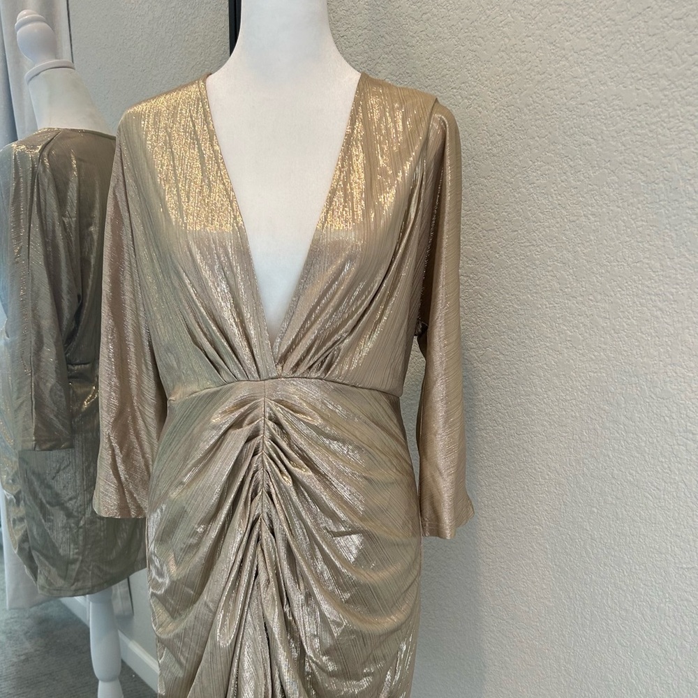 Gold ruched dress